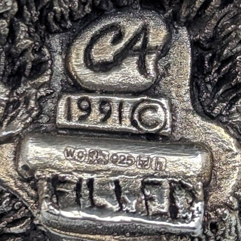 英国 カントリーアーティスト社 純銀張り彫刻 フクロウ フィギュリン 446g