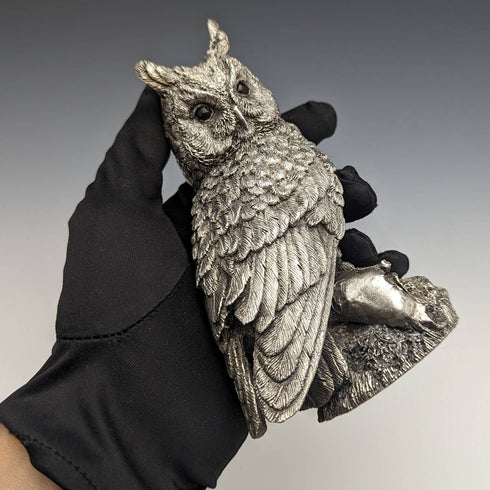 英国 カントリーアーティスト社 純銀張り彫刻 フクロウ フィギュリン 446g