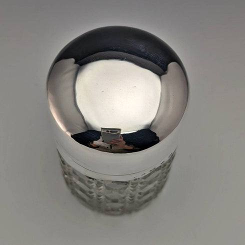 1896年 英国アンティーク 純銀蓋 カットグラスジャー 300g