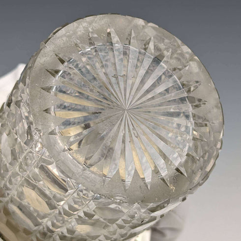 1896 British antique pure silver lid cut glass jar 300g