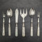 British vintage silver plate dessert cutlery set white butterfly shell handle
