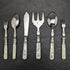 British vintage silver plate dessert cutlery set white butterfly shell handle