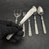 British vintage silver plate dessert cutlery set white butterfly shell handle