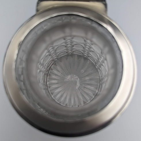 1896年 英国アンティーク 純銀蓋 カットグラスジャー 300g