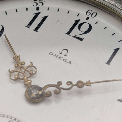 Around 1900 Antique Omega pocket watch silver side hunter case works well