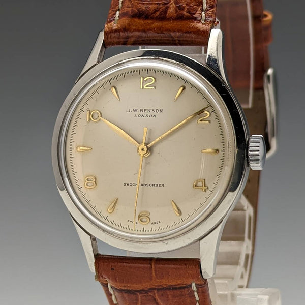 英国ヴィンテージ ベンソン 機械式腕時計 CYMAムーブ メタルケース 動作良好
