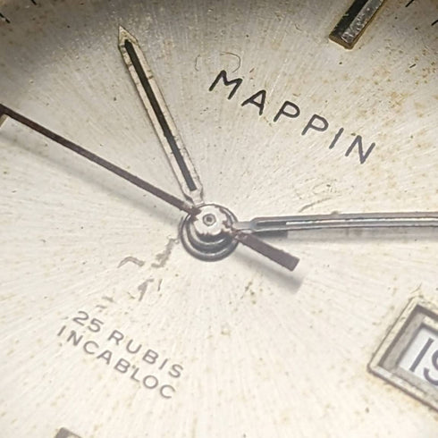 英國 Vintage MAPPIN 自動上鍊手錶 3 指針日曆金屬外殼操作良好