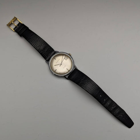 英國 Vintage MAPPIN 自動上鍊手錶 3 指針日曆金屬外殼操作良好