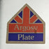 Bandeja vintage británica de placa de cromo con diseño de locomotora, 30 cm de diámetro