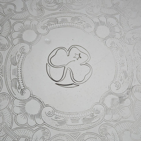 英国ヴィンテージ シルバープレート製 ギャラリートレイ 直径28cm 紙箱入り