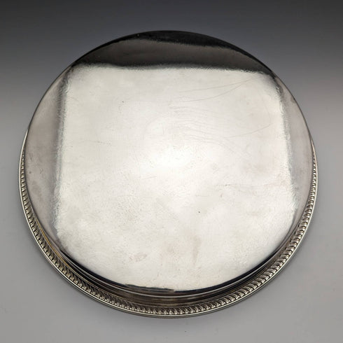 英国ヴィンテージ シルバープレート製 ギャラリートレイ 直径28cm 紙箱入り