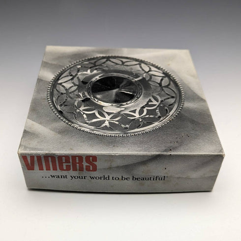 英国ヴィンテージ シルバープレート製ディッシュ ブルーグラスライナー