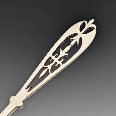 1907年 英国アンティーク 純銀製ティースプーン6本&シュガートングセット ケース入り James Dixon