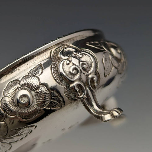 1860年頃 英国アンティーク 純銀 ソルトディッシュ&スプーン4組セット ケース入り