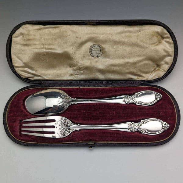 1851年 英国アンティーク 純銀製クリスニングカトラリーセット Foxall and Co ケース入