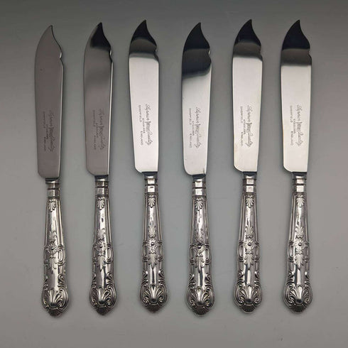1975 British vintage sterling silver handle table cutlery 6 pair set in case