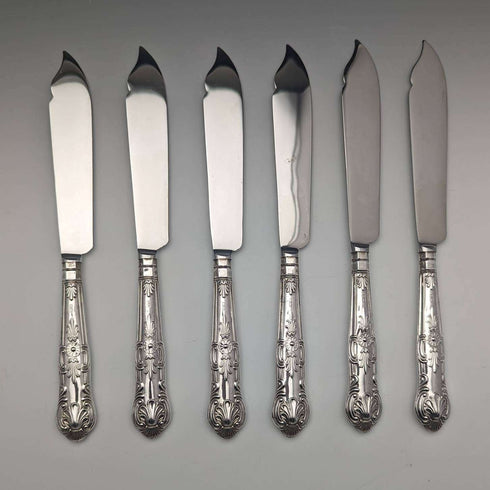 1975 British vintage sterling silver handle table cutlery 6 pair set in case