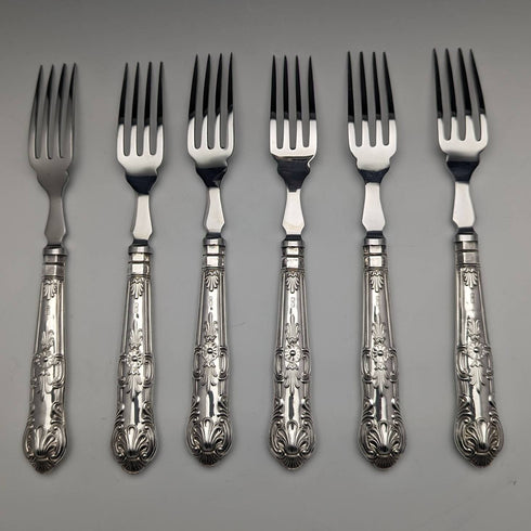 1975年 英国ヴィンテージ 純銀製ハンドル テーブルカトラリー 6ペアセット ケース入