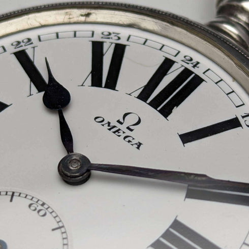 Around 1920 Antique Omega pocket watch Silver side Railroad watch Works well
