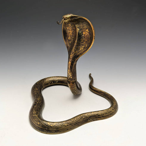 古董眼鏡蛇形黃銅懷錶架展示架高度 15 厘米