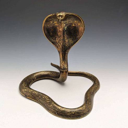 Antique Cobra Shaped Brass Pocket Watch Holder Display Stand Height 15cm