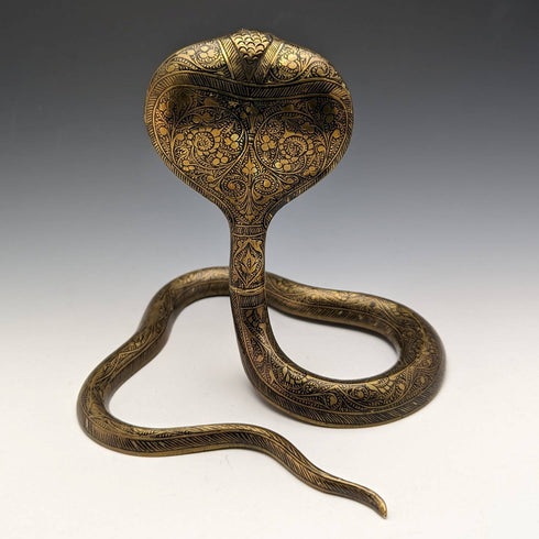 古董眼鏡蛇形黃銅懷錶架展示架高度 15 厘米