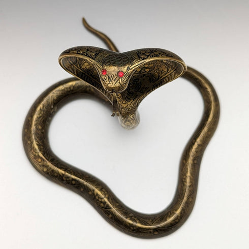 古董眼鏡蛇形黃銅懷錶架展示架高度 15 厘米