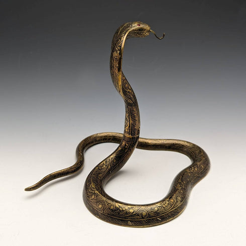 古董眼鏡蛇形黃銅懷錶架展示架高度 15 厘米