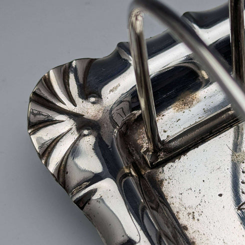 British antique silver plate flower sculpture toast rack