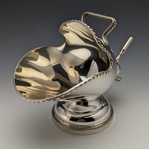 英国ヴィンテージ シルバープレート製 シュガーボウル 石炭入れデザイン