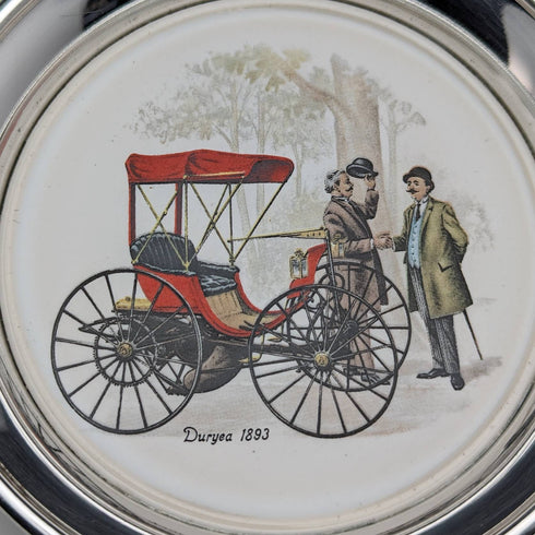 一套 8 個英國復古鍍銀經典汽車印花杯墊