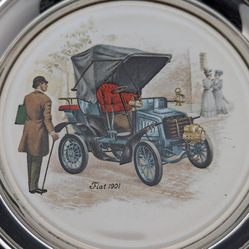 一套 8 個英國復古鍍銀經典汽車印花杯墊