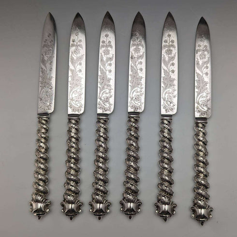 英國古董純銀手柄餐具 6 對套裝 MARTIN HALL