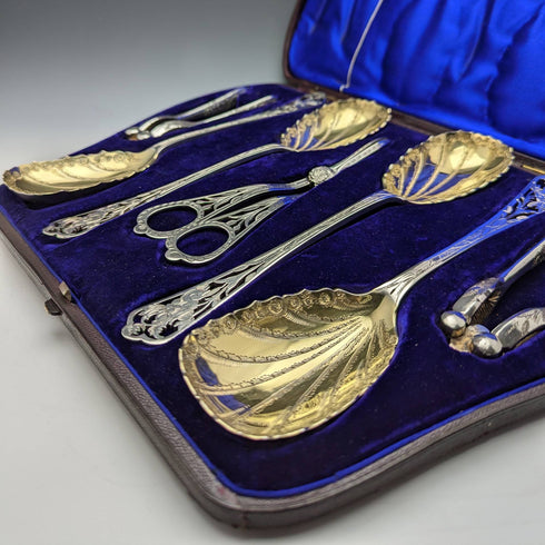 1890年頃 英国アンティーク シルバープレート製 フルーツ&ナッツセット ケース入