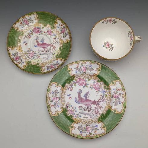 20 世紀初英國明頓茶杯三件套雞蛇綠