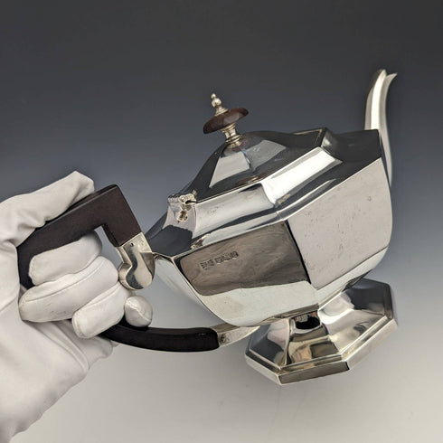 1918年 英国アンティーク 純銀製 大型ティーポット 731g Walker and Hall