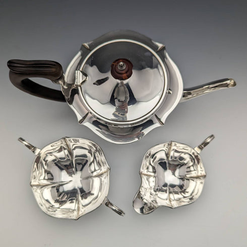 1917 年英國古董純銀(925 銀)學士茶壺 3 件套總計 606 克 Henry Matthews