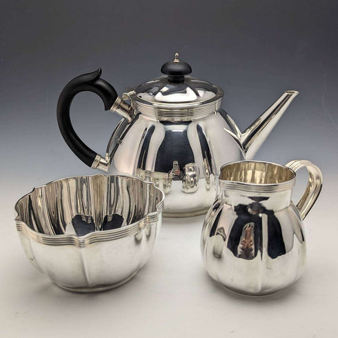 1906 年英國古董純銀(925 銀)茶壺 3 件套總計 783 克愛德華·巴納德