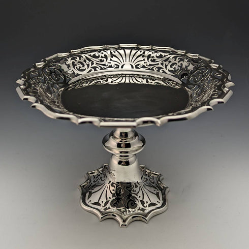 1908 British antique sterling silver compote 527g Walker and Hall