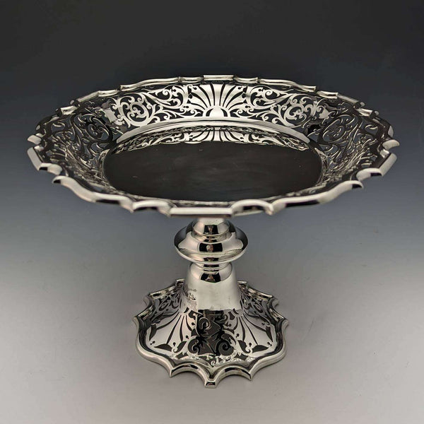 1908年 英国アンティーク 純銀製コンポート 527g Walker and Hall