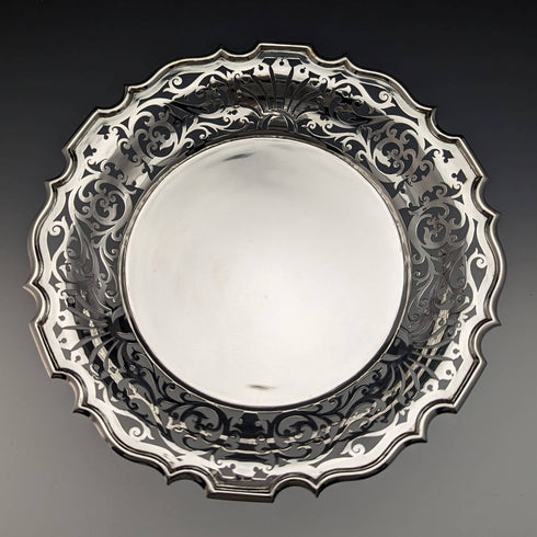 1908 British antique sterling silver compote 527g Walker and Hall