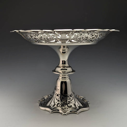 1908 British antique sterling silver compote 527g Walker and Hall