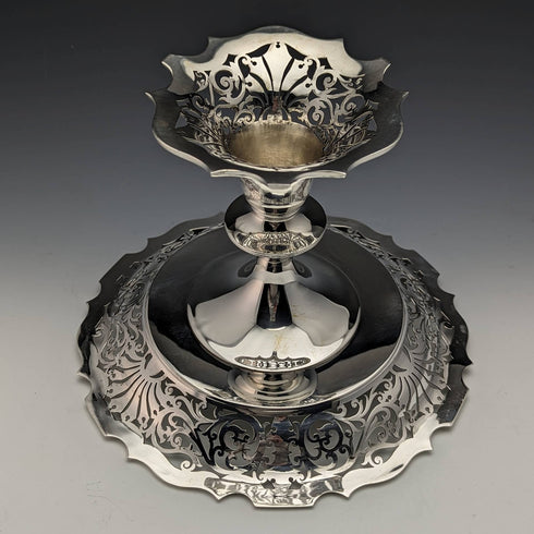 1908 British antique sterling silver compote 527g Walker and Hall