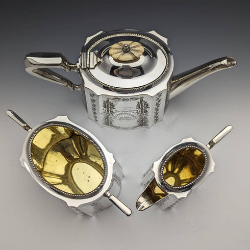 1882年 英国アンティーク シルバープレート製 ティーポット3点セット John Gallimore