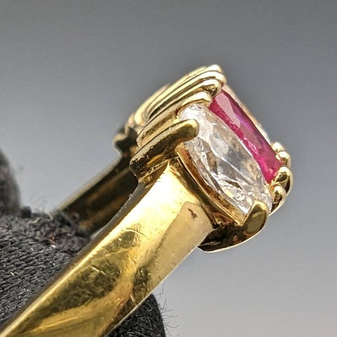 ヴィンテージ ジュエリー 2色ストーン ゴールドトーン スターリングシルバーリング(12号)指輪