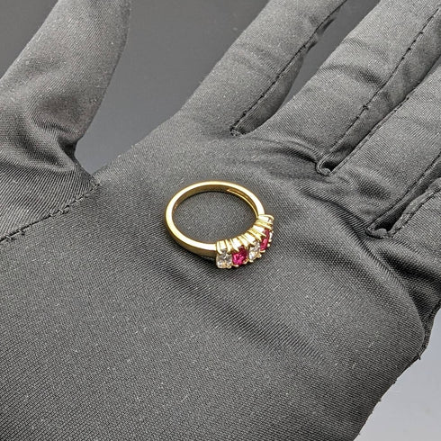 ヴィンテージ ジュエリー 2色ストーン ゴールドトーン スターリングシルバーリング(12号)指輪