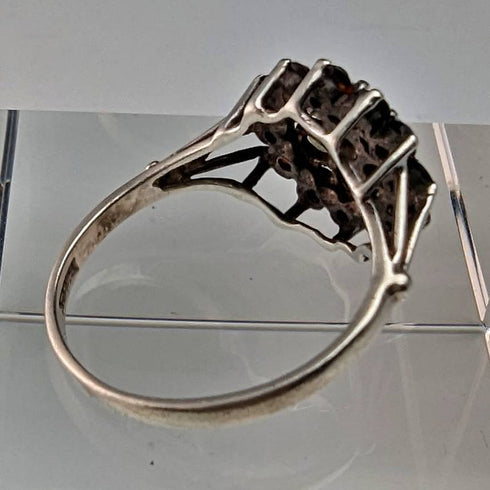 英國復古珠寶石榴石和珍珠純銀戒指