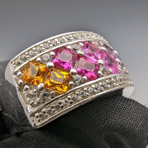 ヴィンテージ ジュエリー マルチカラー スターリングシルバーリング(13号)指輪