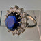 復古珠寶藍寶石純銀戒指