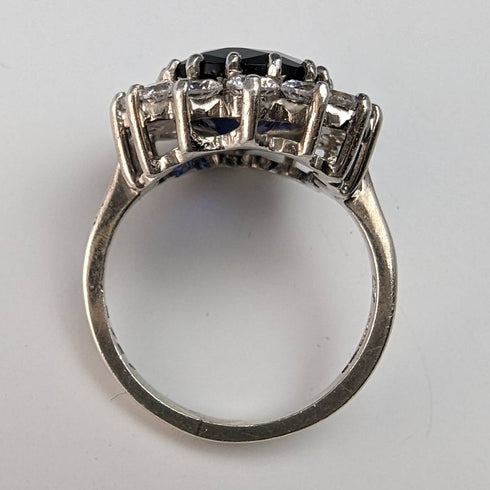 復古珠寶藍寶石純銀戒指